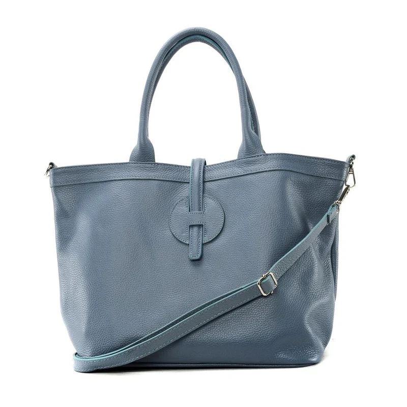 Sac cabas en cuir grainé INNOCENT Bleu glacier
