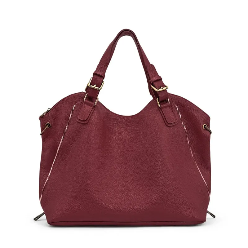 Sac porté épaule en cuir grainé CAMELIA Rouge foncé