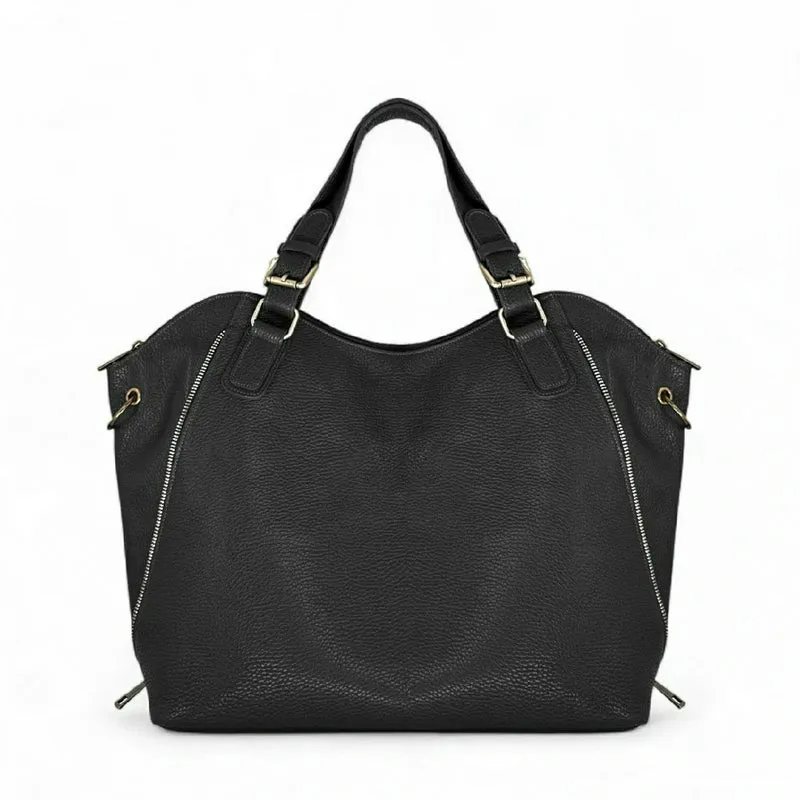 Sac porté épaule en cuir grainé CAMELIA Noir