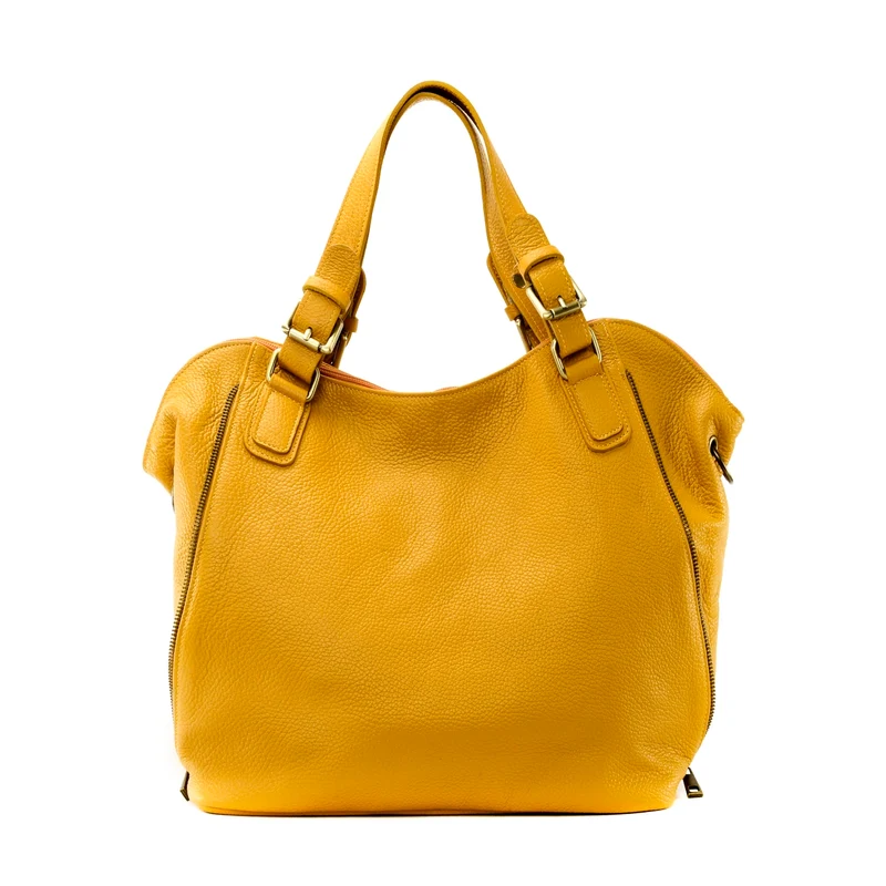 Sac porté épaule en cuir grainé CAMELIA Jaune tournesol