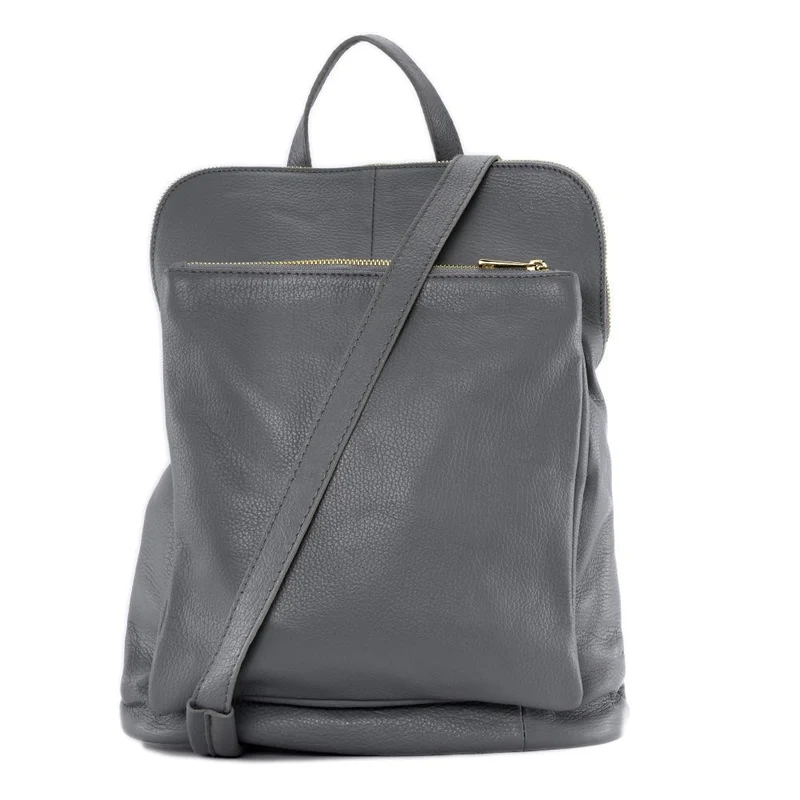 Sac à dos en cuir grainé CORFOU Gris clair