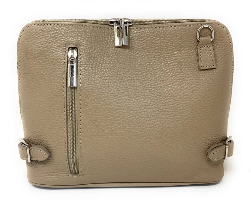 Sac à main en cuir italien grainé MAMMA MIA Taupe foncé