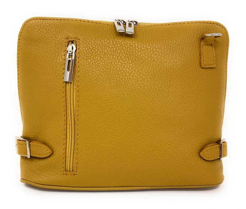 Sac à main en cuir italien grainé MAMMA MIA Jaune Moutarde