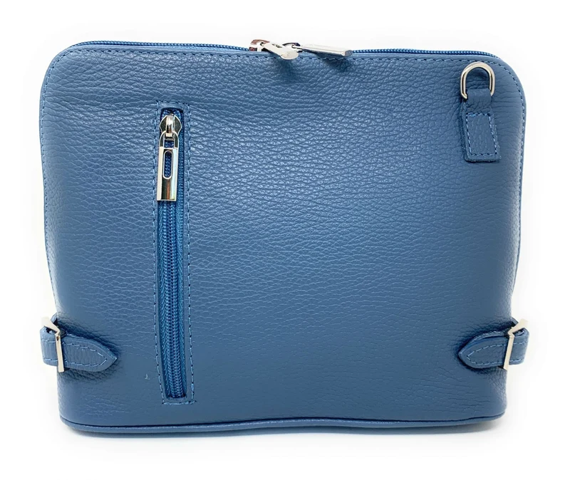 Sac à main en cuir italien grainé MAMMA MIA Bleu glacier