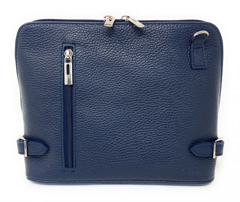 Sac à main en cuir italien grainé MAMMA MIA Bleu marine