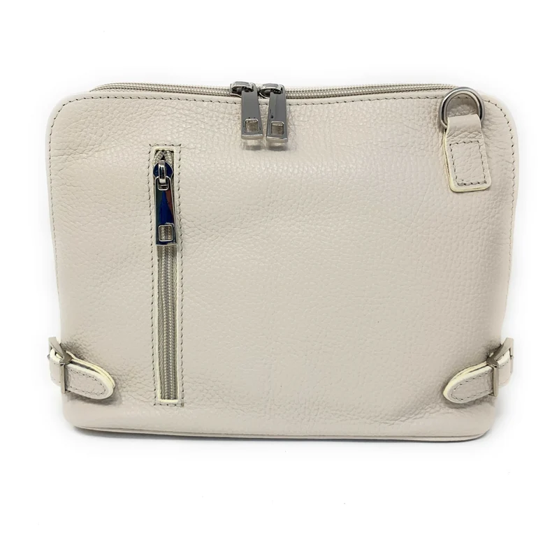Sac à main en cuir italien grainé MAMMA MIA Beige crème