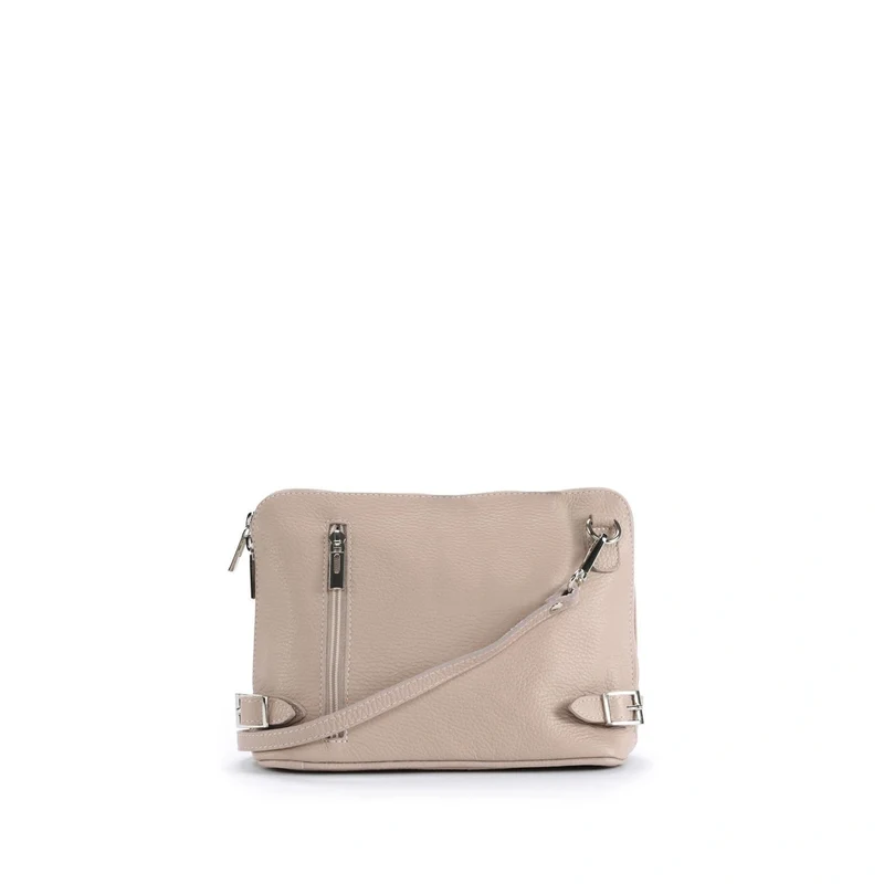 Mini sac à bandoulière en cuir grainé italien MIA Rose nude