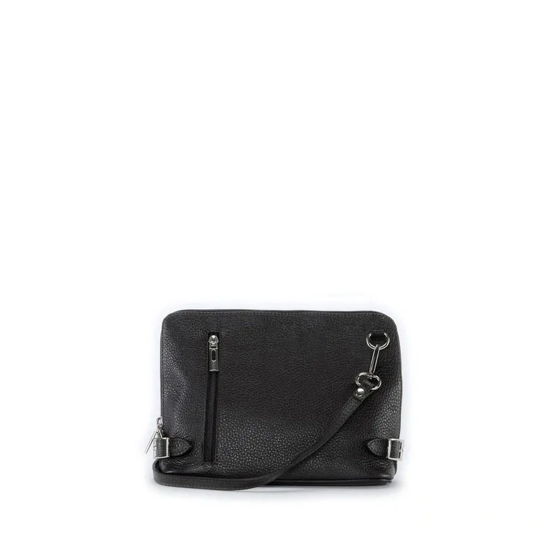 Mini sac à bandoulière en cuir grainé italien MIA Noir