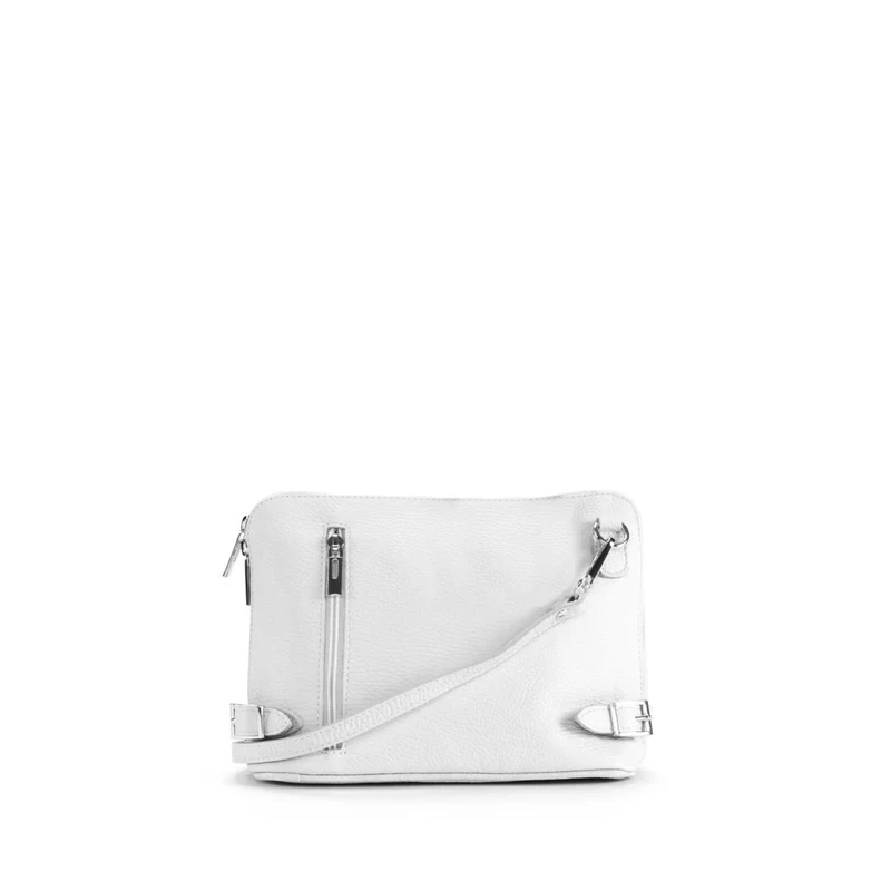 Mini sac à bandoulière en cuir grainé italien MIA Blanc