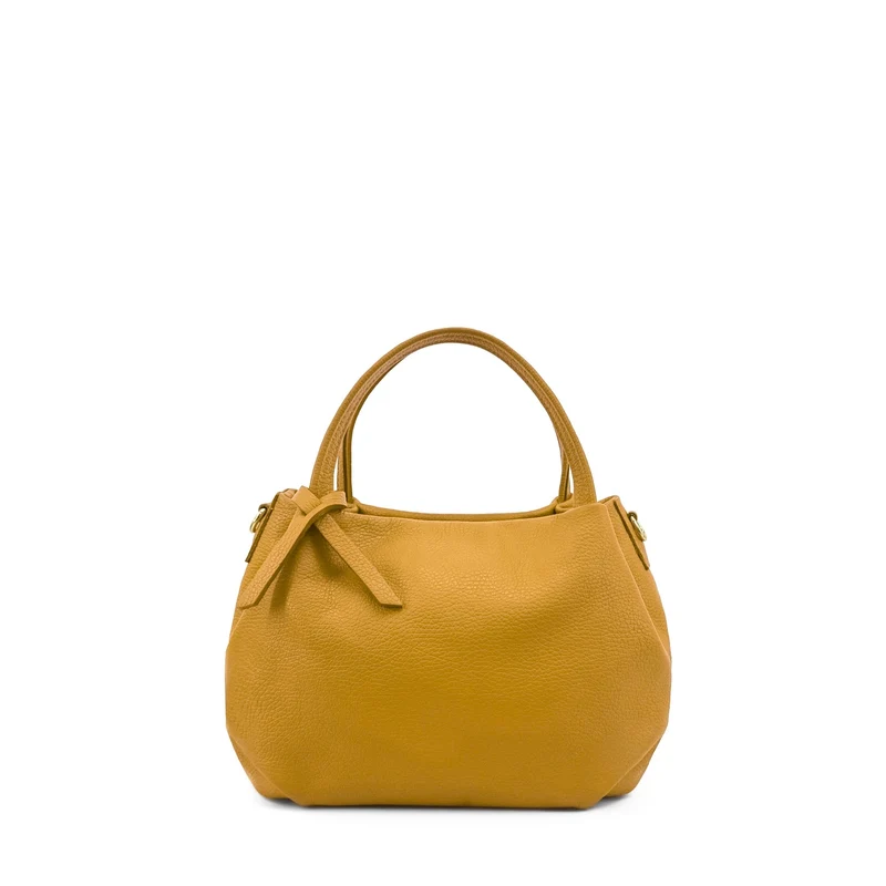 Sac à main en cuir grainé BUBBLE Jaune Moutarde