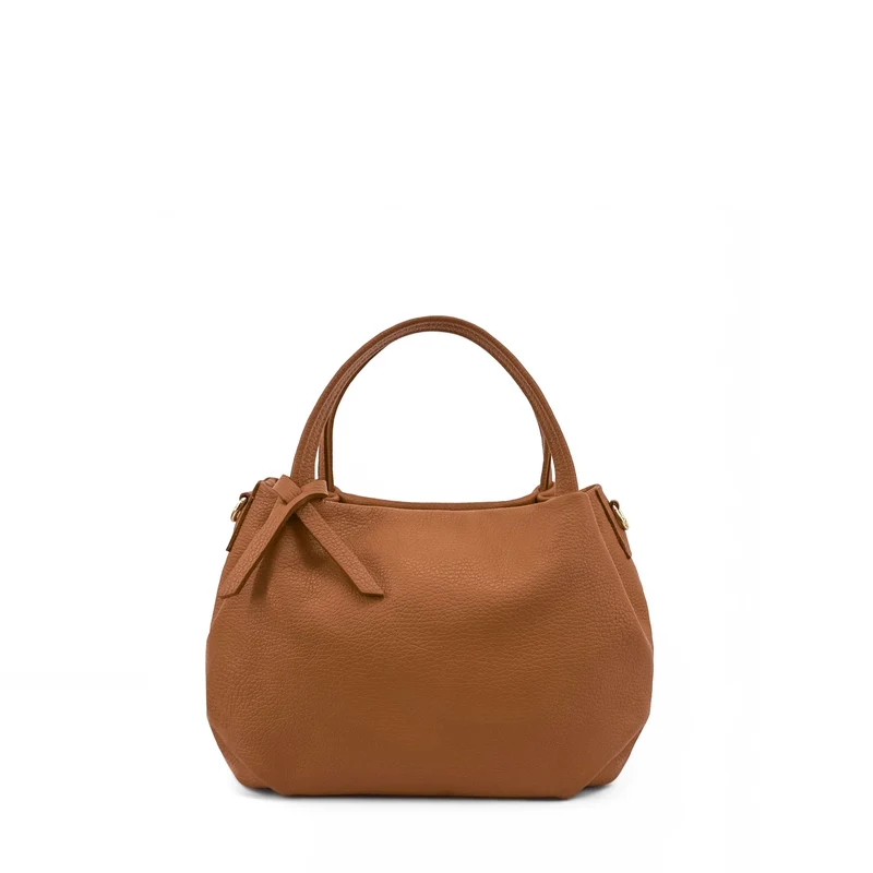 Sac à main en cuir grainé BUBBLE Marron camel foncé