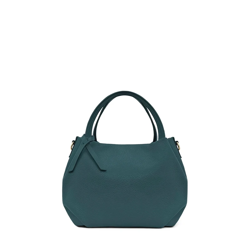 Sac à main en cuir grainé BUBBLE Bleu vert canard