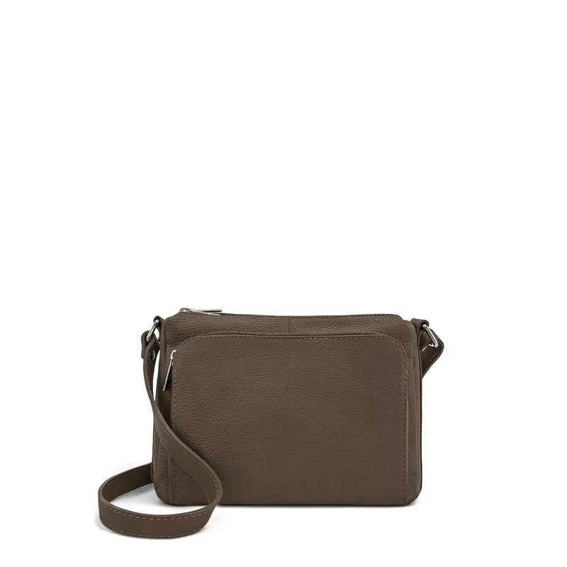 Sac trotteur à bandoulière en cuir grainé MANHATTAN Marron moka