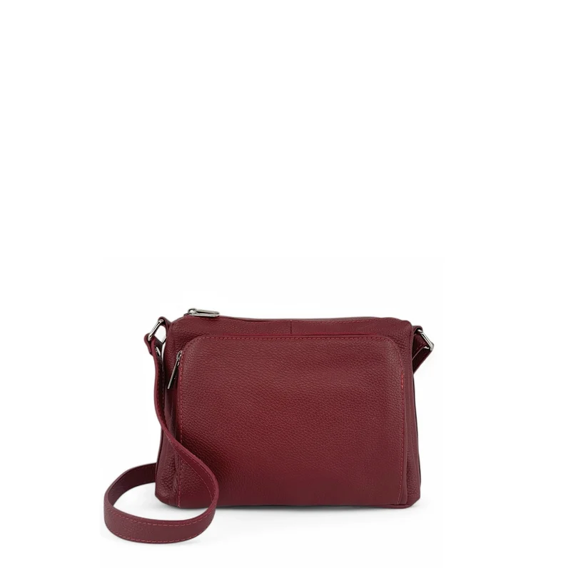 Sac trotteur à bandoulière en cuir grainé MANHATTAN Bordeaux