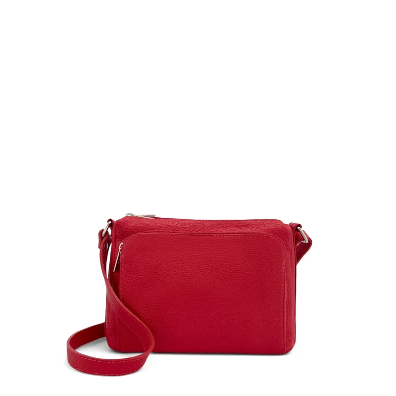 Sac trotteur à bandoulière en cuir grainé MANHATTAN Rouge garance