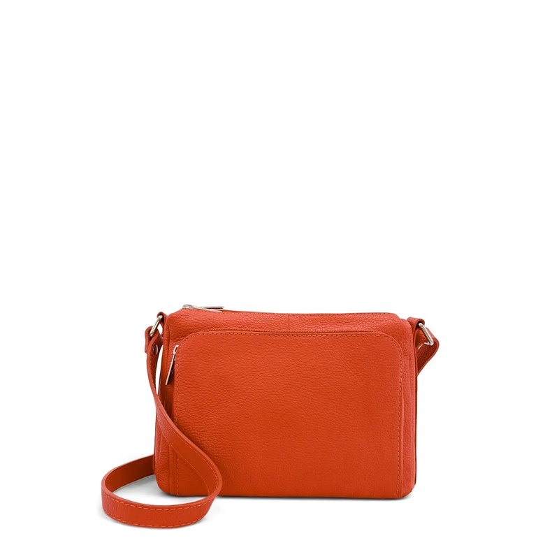 Sac trotteur à bandoulière en cuir grainé MANHATTAN Orange