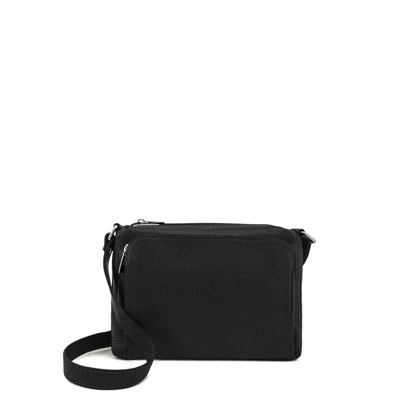 Sac trotteur à bandoulière en cuir grainé MANHATTAN Noir