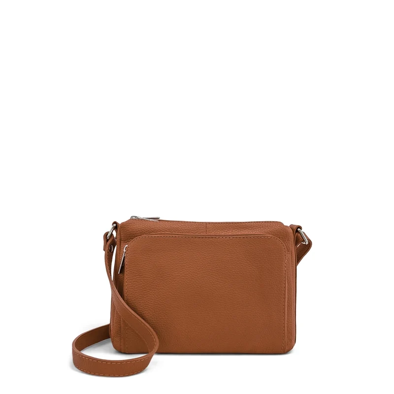 Sac trotteur à bandoulière en cuir grainé MANHATTAN Marron camel foncé