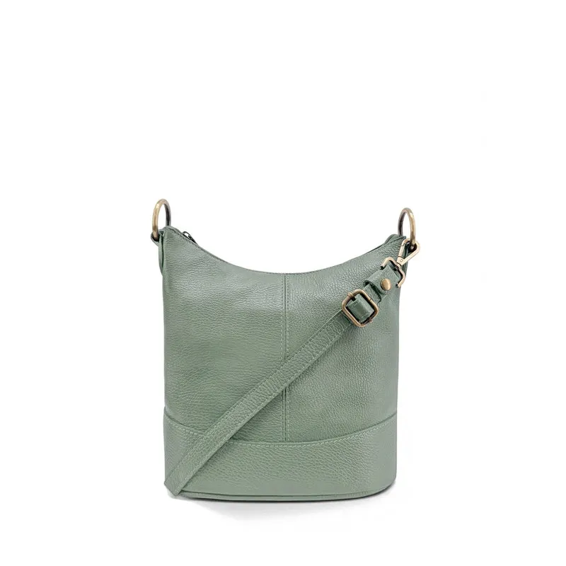 Sac seau à bandoulière en cuir grainé BEAUBOURG Vert pastel