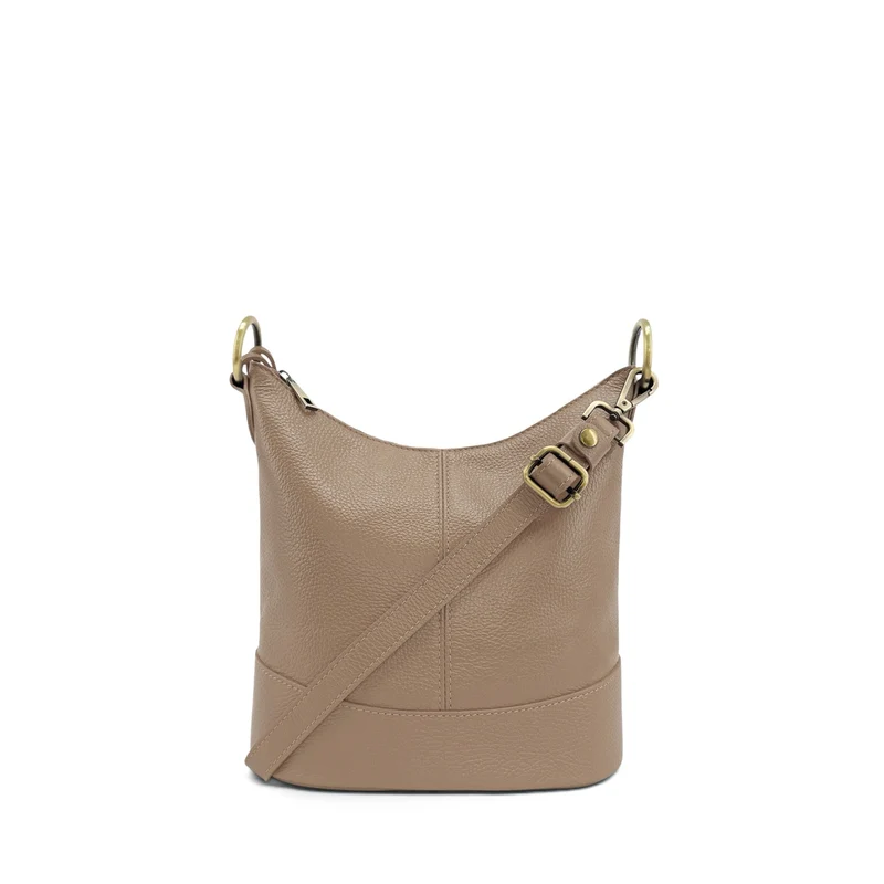 Sac seau à bandoulière en cuir grainé BEAUBOURG Taupe foncé