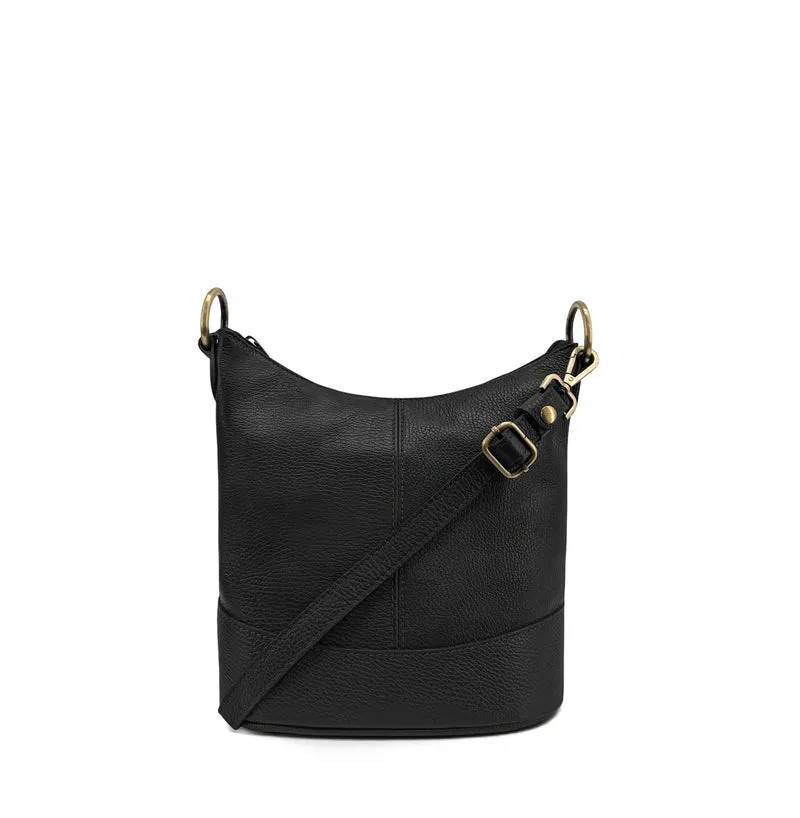 Sac seau à bandoulière en cuir grainé BEAUBOURG Noir