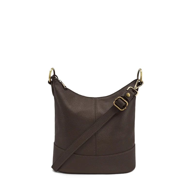 Sac seau à bandoulière en cuir grainé BEAUBOURG Marron chocolat