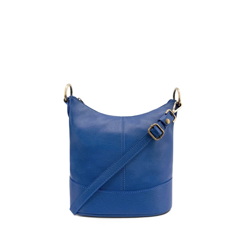 Sac seau à bandoulière en cuir grainé BEAUBOURG Bleu roi