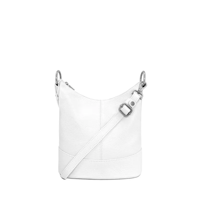 Sac seau à bandoulière en cuir grainé BEAUBOURG Blanc