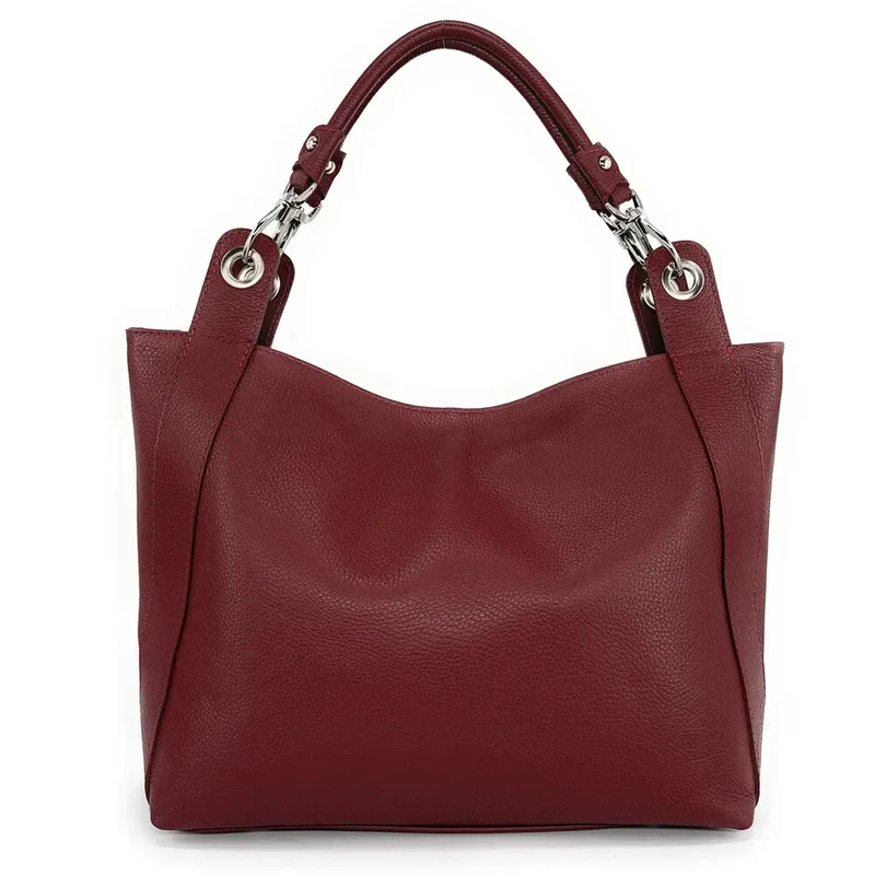 Grand sac en cuir grainé PARIS Rouge foncé
