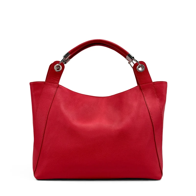 Grand sac en cuir grainé PARIS Rouge garance