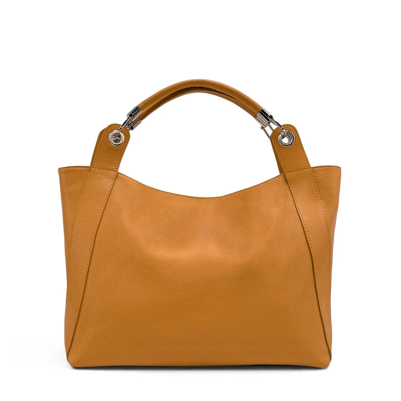 Grand sac en cuir grainé PARIS Marron camel clair