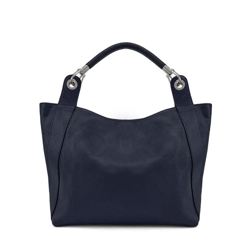 Grand sac en cuir grainé PARIS Bleu marine