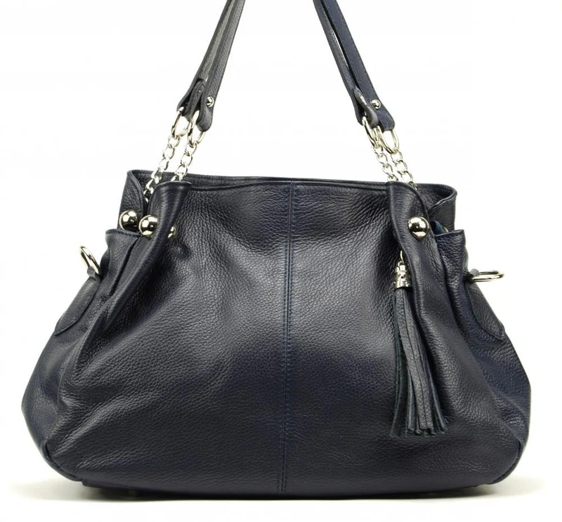 Sac à main en cuir grainé MADISON Bleu marine