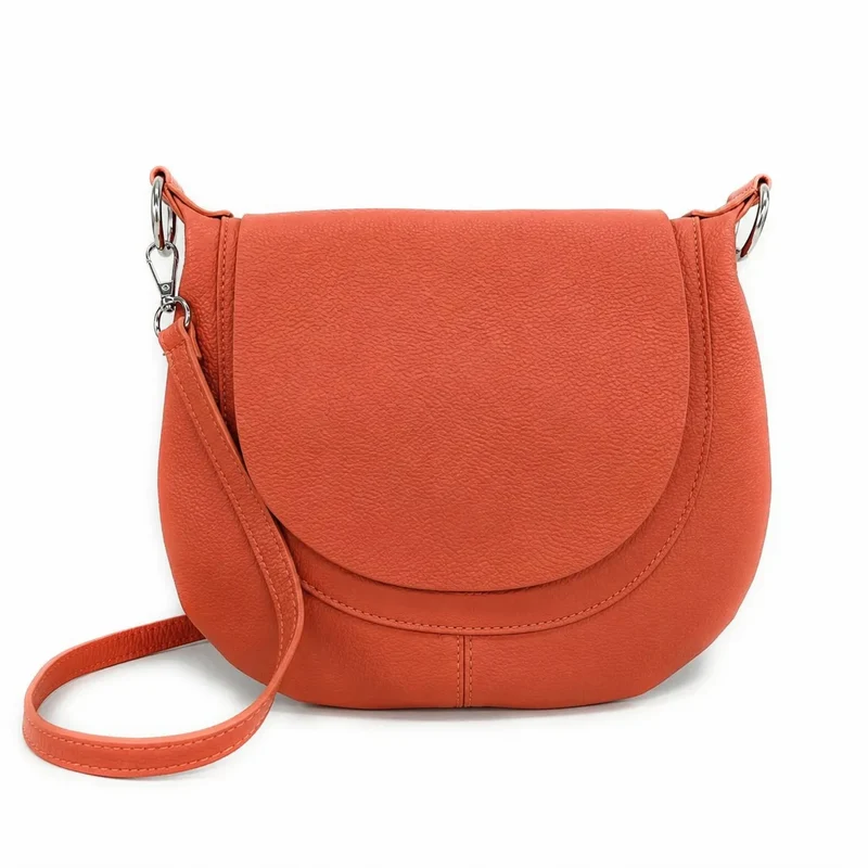 Sac besace à bandoulière en cuir grainé NEW CITIZEN Orange