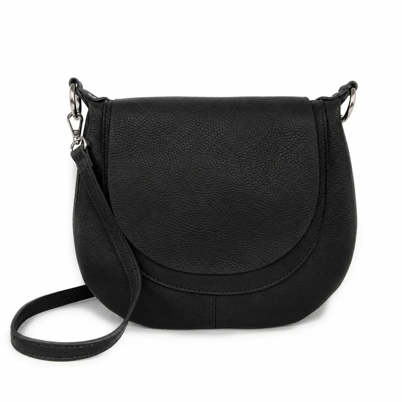 Sac besace à bandoulière en cuir grainé NEW CITIZEN Noir