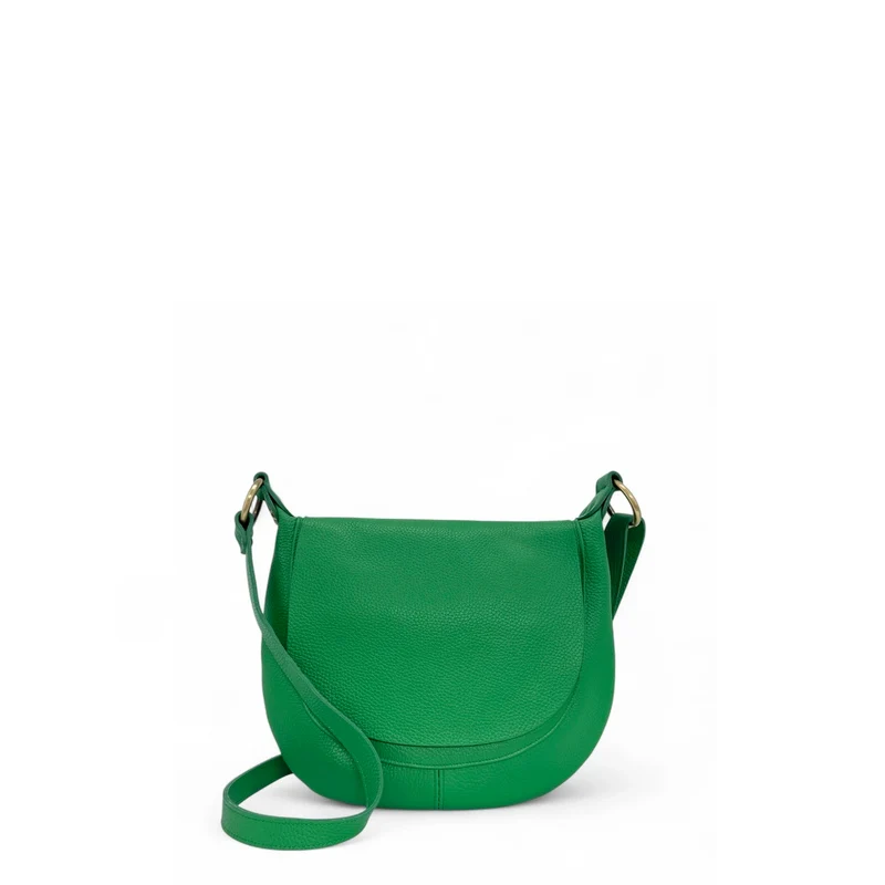 Sac bandoulière en cuir grainé LITTLE CITIZEN Vert anglais