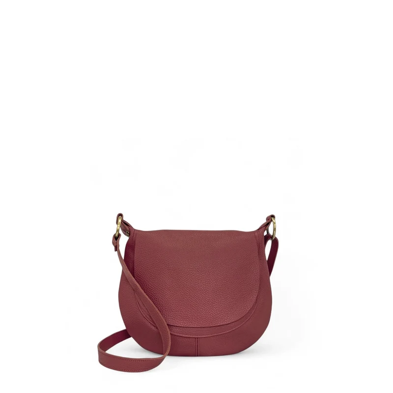 Sac bandoulière en cuir grainé LITTLE CITIZEN Rouge foncé