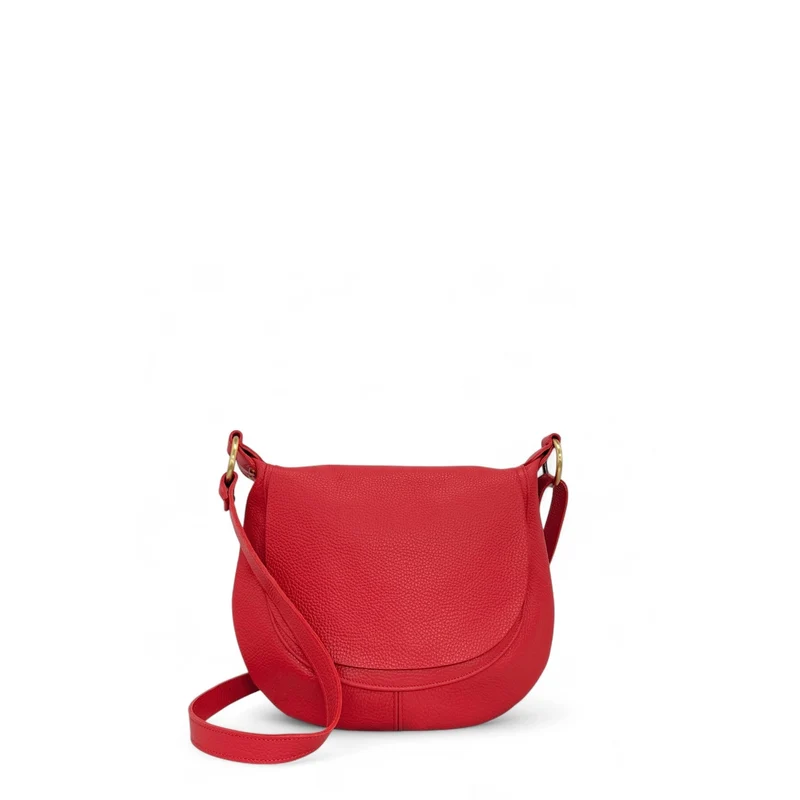 Sac bandoulière en cuir grainé LITTLE CITIZEN Rouge garance