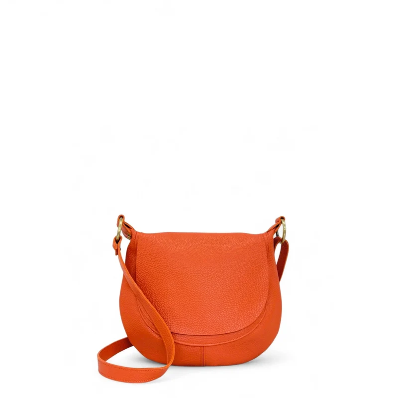 Sac bandoulière en cuir grainé LITTLE CITIZEN Orange mandarine
