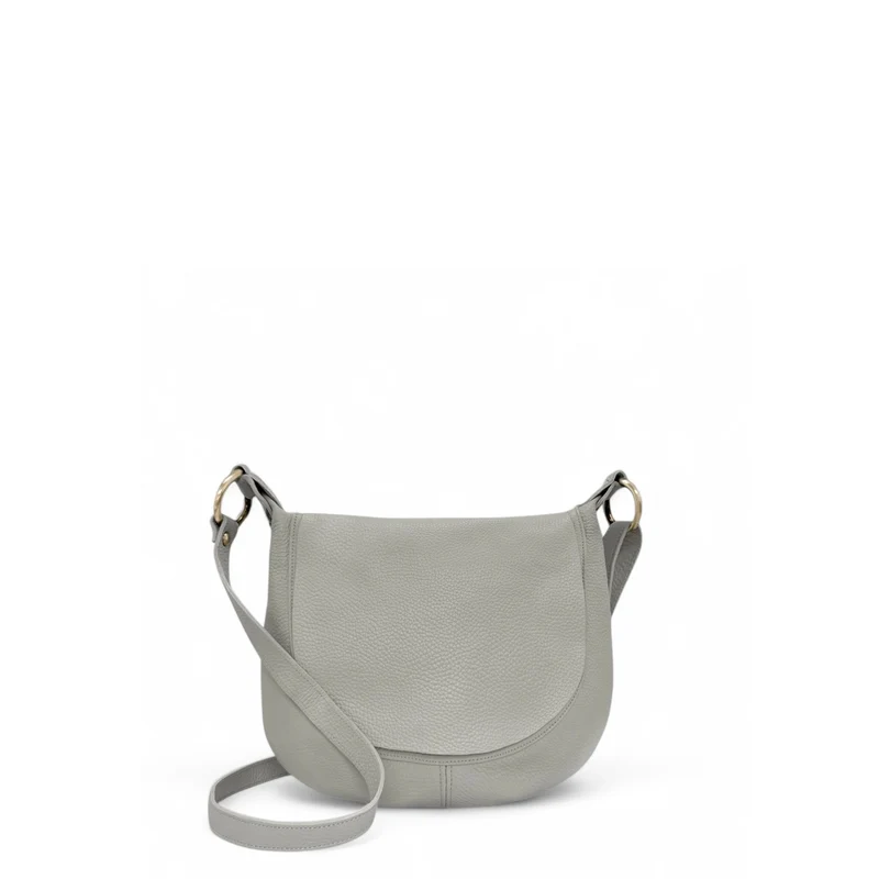 Sac bandoulière en cuir grainé LITTLE CITIZEN Gris clair
