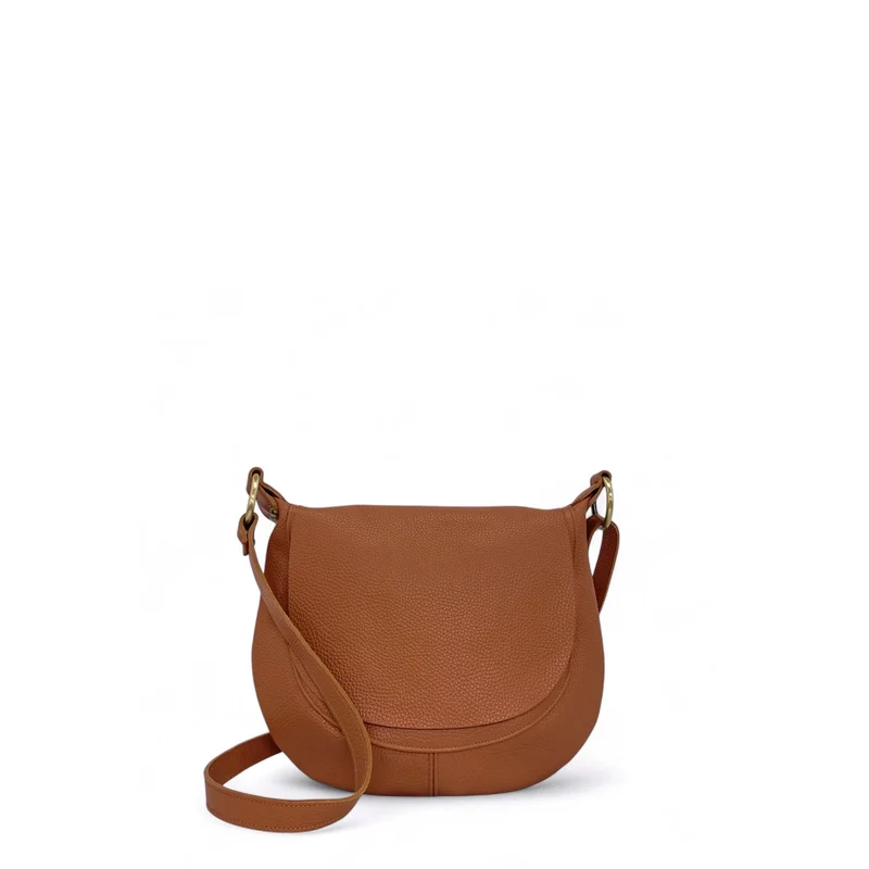 Sac bandoulière en cuir grainé LITTLE CITIZEN Marron Camel foncé