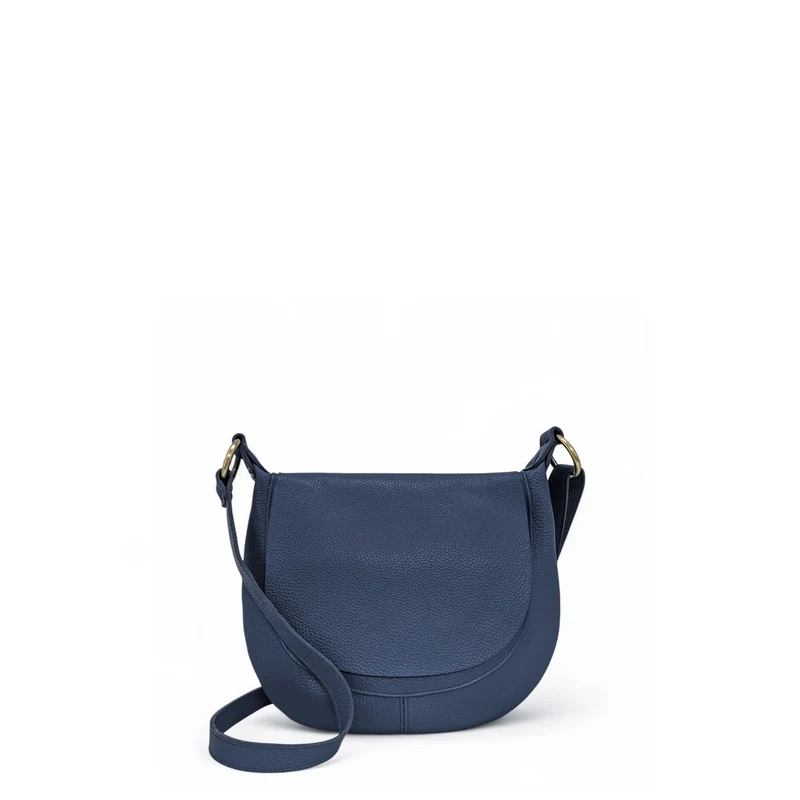 Sac bandoulière en cuir grainé LITTLE CITIZEN Bleu marine