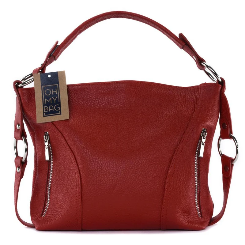 Sac à main en cuir grainé HUIT Rouge garance
