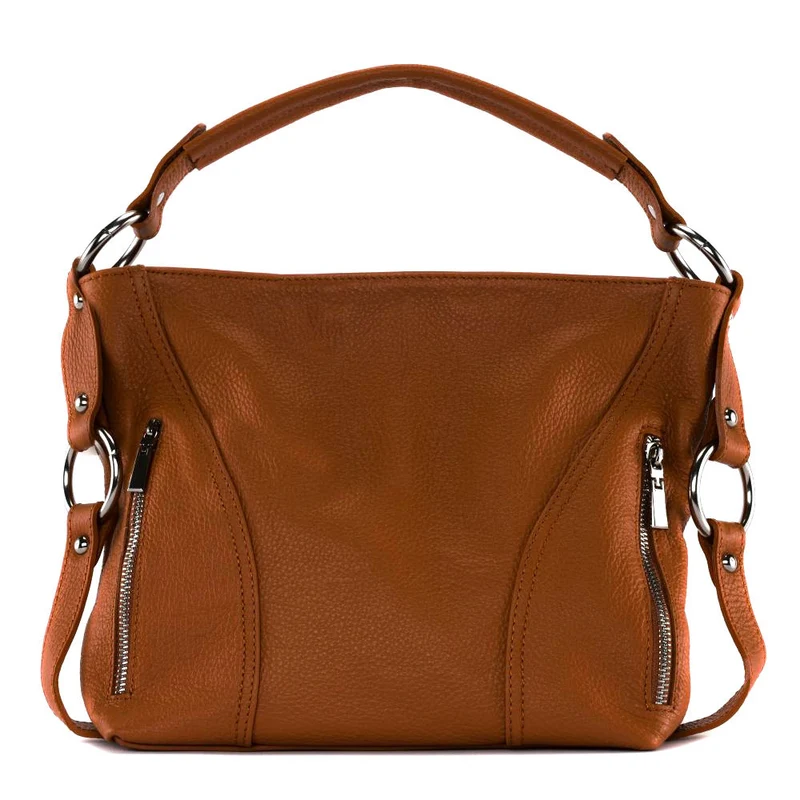 Sac à main en cuir grainé HUIT Cognac foncé