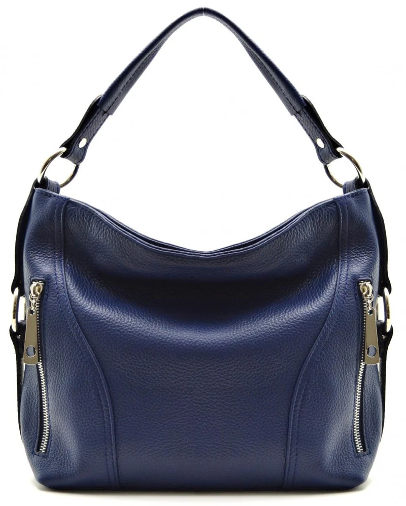 Sac à main en cuir grainé HUIT Bleu marine