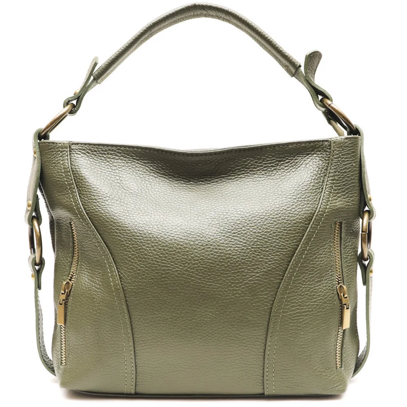 Sac à main en cuir grainé italien SETE B Kaki