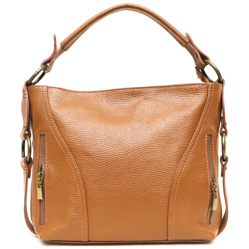 Sac à main en cuir grainé italien SETE B Camel