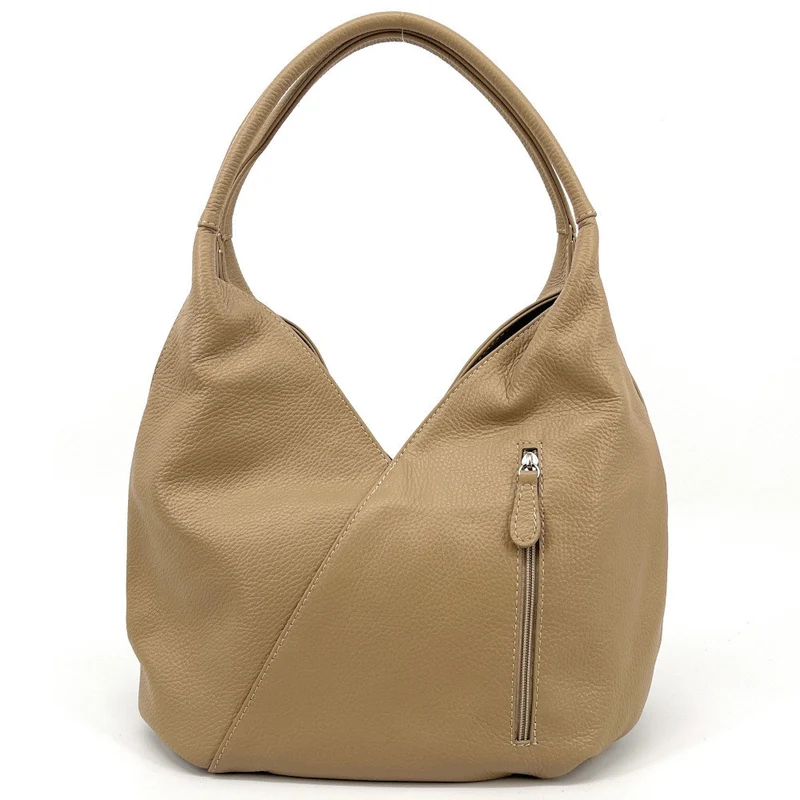 Sac HOBO en cuir grainé MANDALAY Taupe