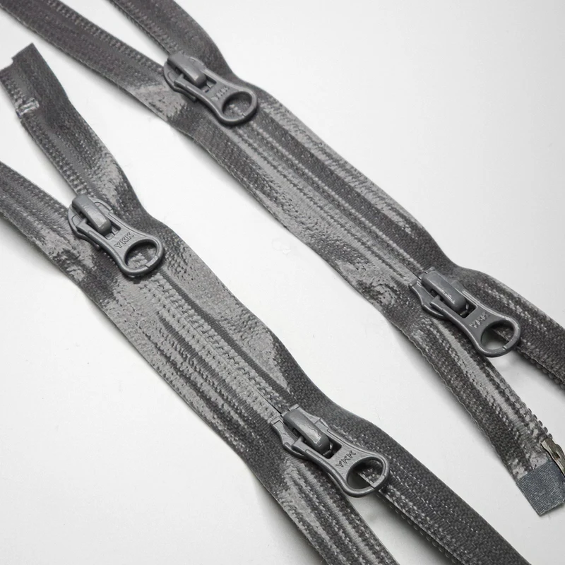 YKK #5 | Fermeture éclair imperméable séparable à 2 curseurs | Spirale de nylon | Gris