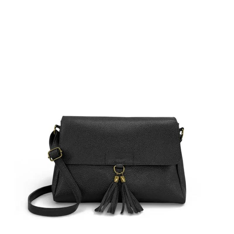 Sac bandoulière en cuir grainé SAIGON Noir